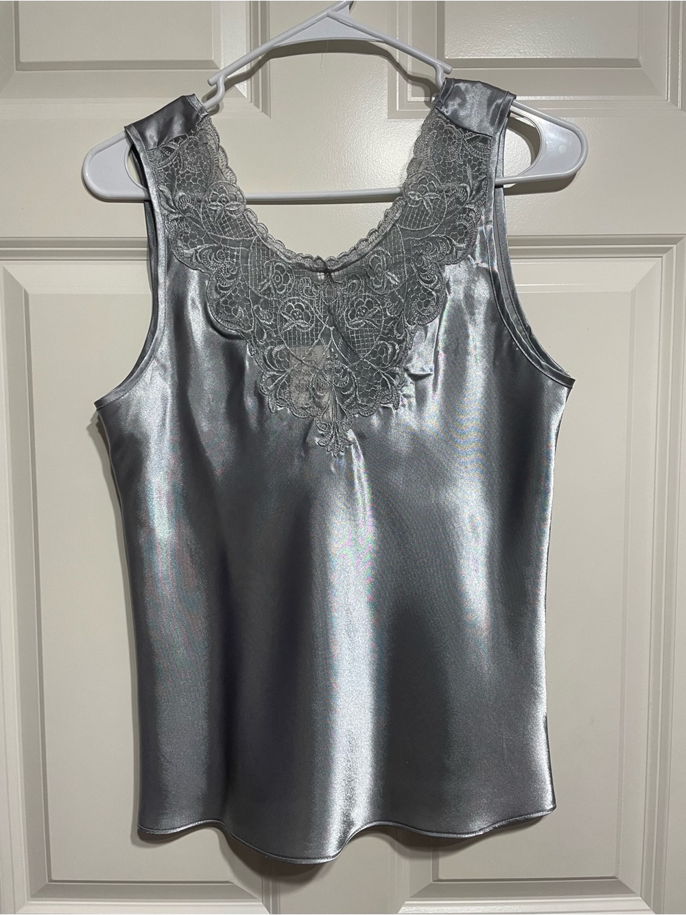 NEW Cato Silver Satin Lace-Trim Camisole Size:M Y2K Style Retro